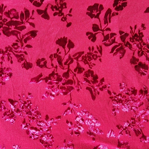 Vintage Top 80s Short Sleeves Textured Floral Boho Festival Retro Burgundy - Picture 5 of 5